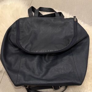 COS Dark Blue Leather Backpack